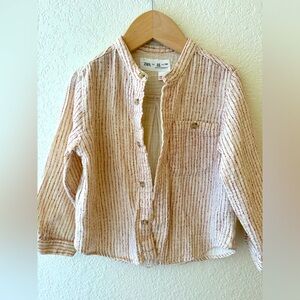 Zara kids 100% cotton gauze button up shirt size 4-5 unisex